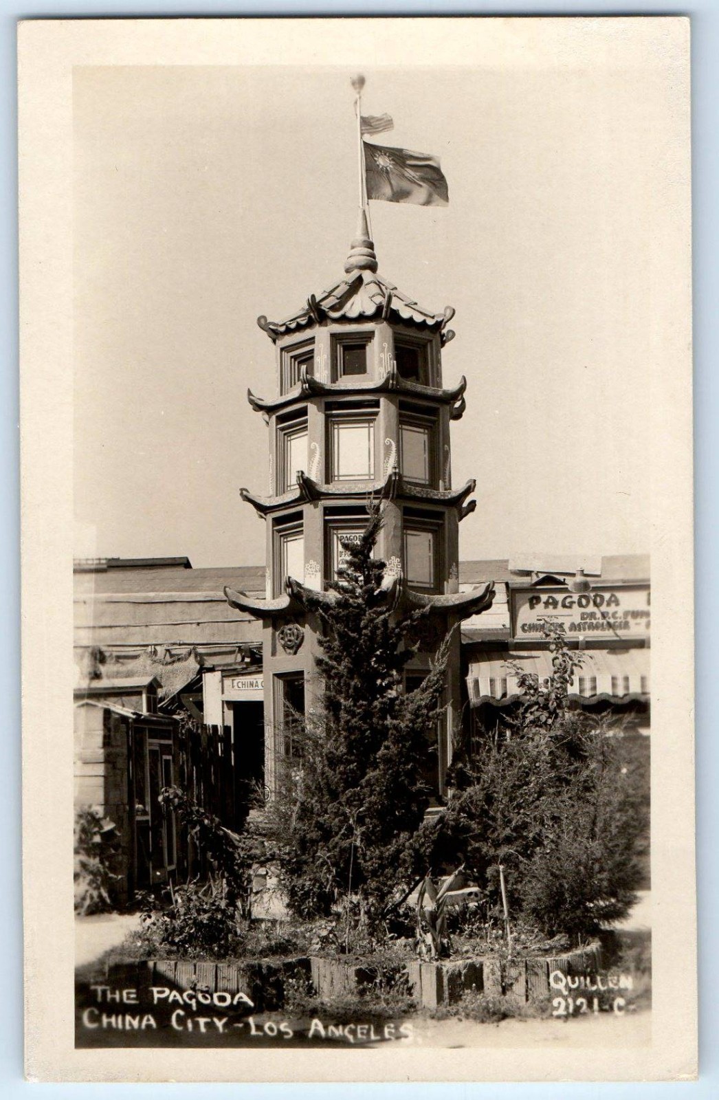 c1940's The Pagoda China City Los Angeles California CA RPPC Photo Postcard