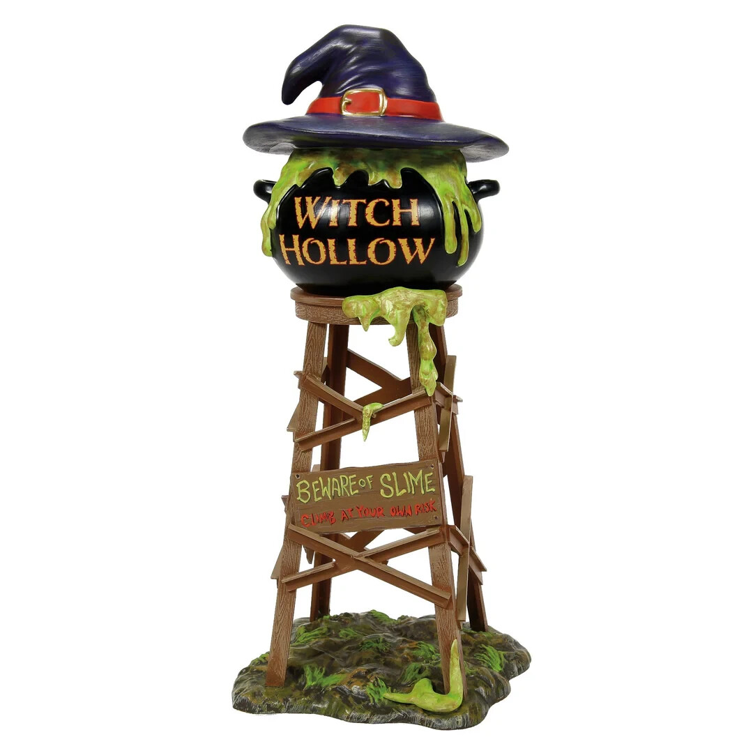 Dept 56 Snow Village Halloween Witch Hollow Water Tower New in Box