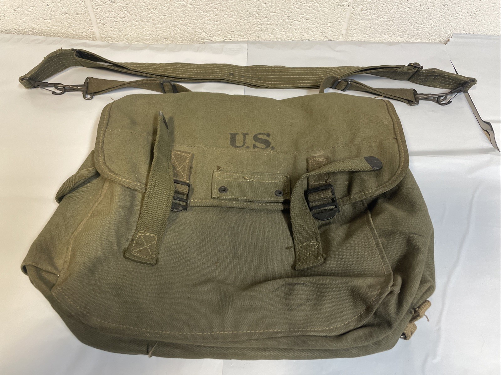 WWII US Army Musette Bag 1945 Field Pack Atlantic Products CO Vet ID Set Green
