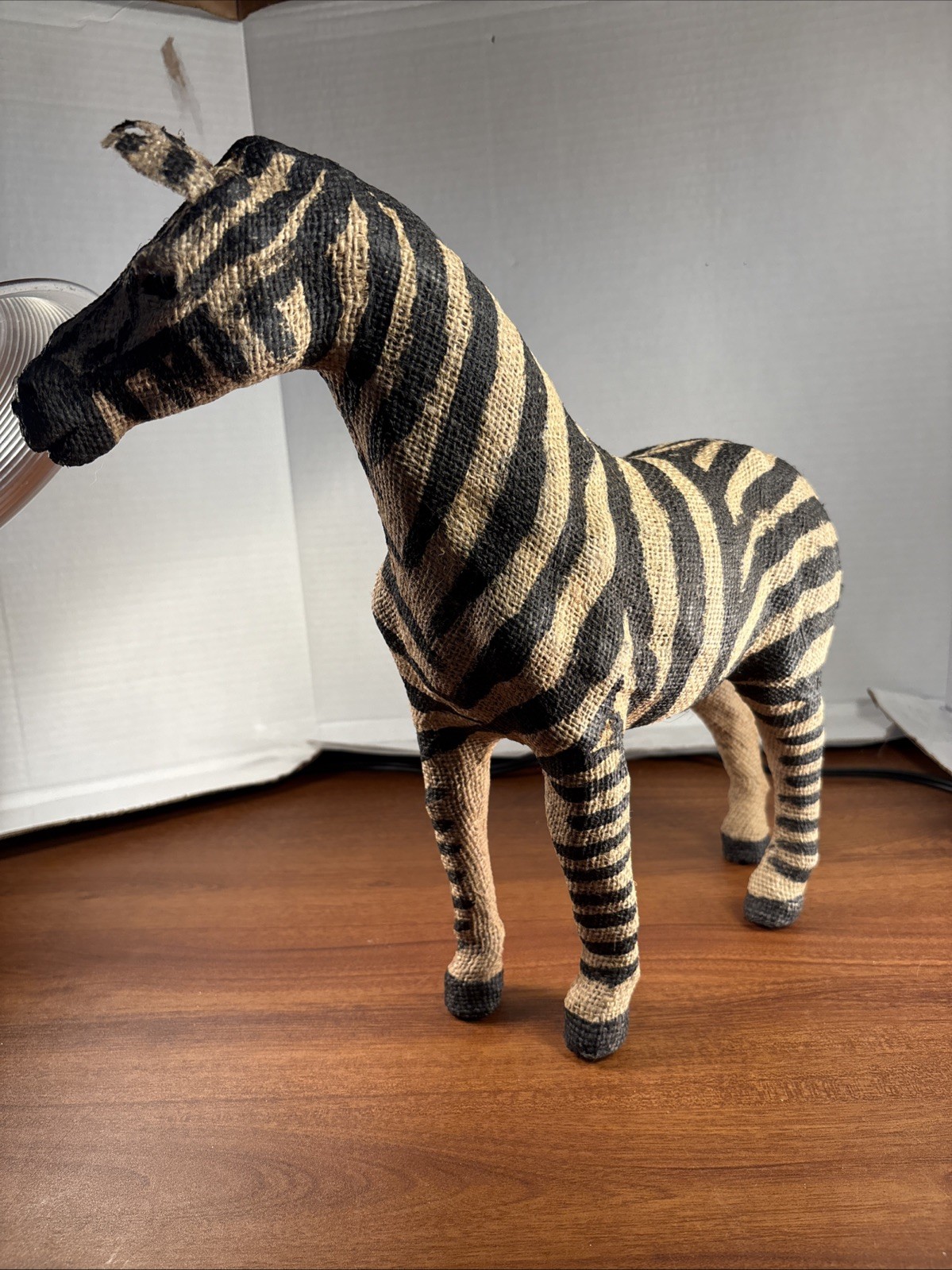Unique 14 Inch Burlap Wrapped Zebra Collectable