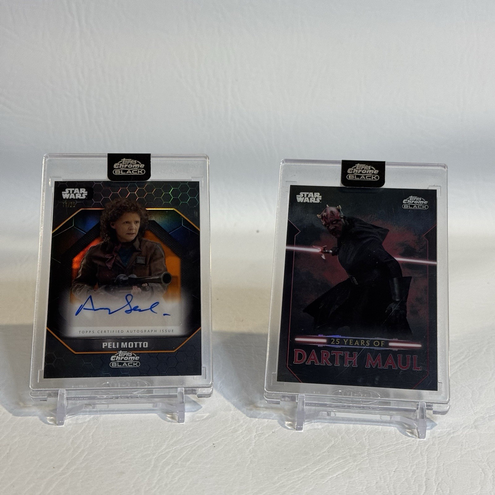 2024 Topps Chrome Black Star Wars Lot(2) Peli Motto Orange Auto /25 Darth Maul 2024 Topps Chrome Black Star Wars Lot(2) Peli Motto Orange Auto /25 Darth Maul