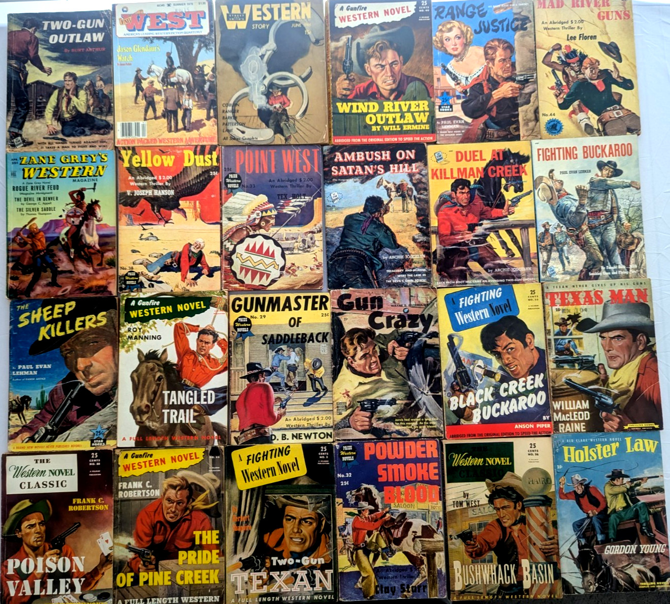 Lot 24 vintage antique western pulp magazines Zane Grey Raine Overholser Coburn