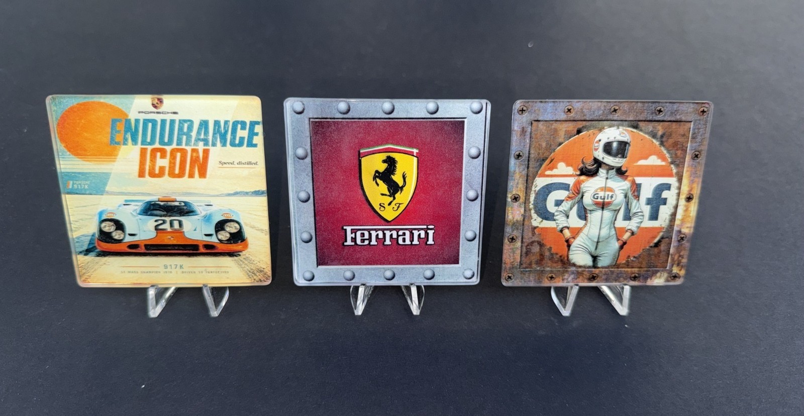 PORSCHE / FERRARI / GULF Motor Racing Collectible Art for Display Case / Diorama