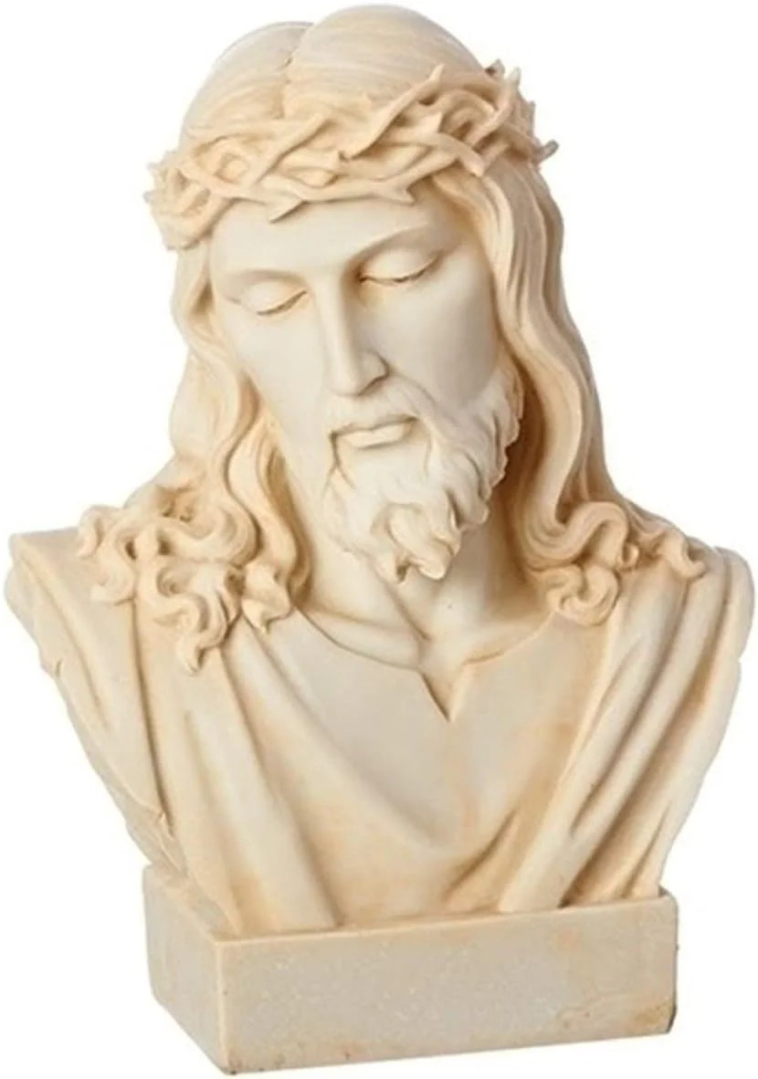 Roman Jesus Bust Ivory Color Statue Figure Christian Religious Decor Sculpture