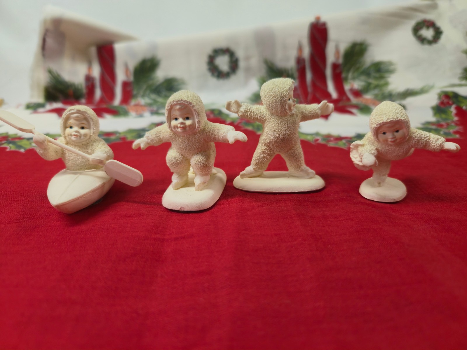 Vintage Dept 56 Snowbabies Figurine Lot of 4 Kayak Ice Skater Penguin Miniatures