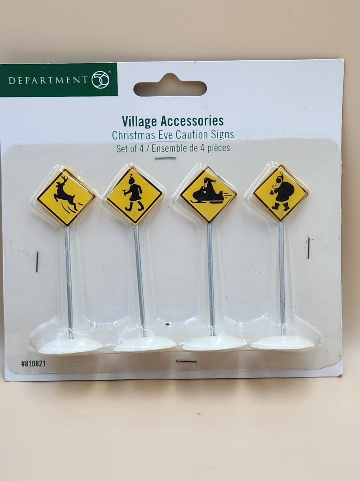 Department 56 Christmas Eve Caution Signs 4-Pack Village Accessories 810821 New