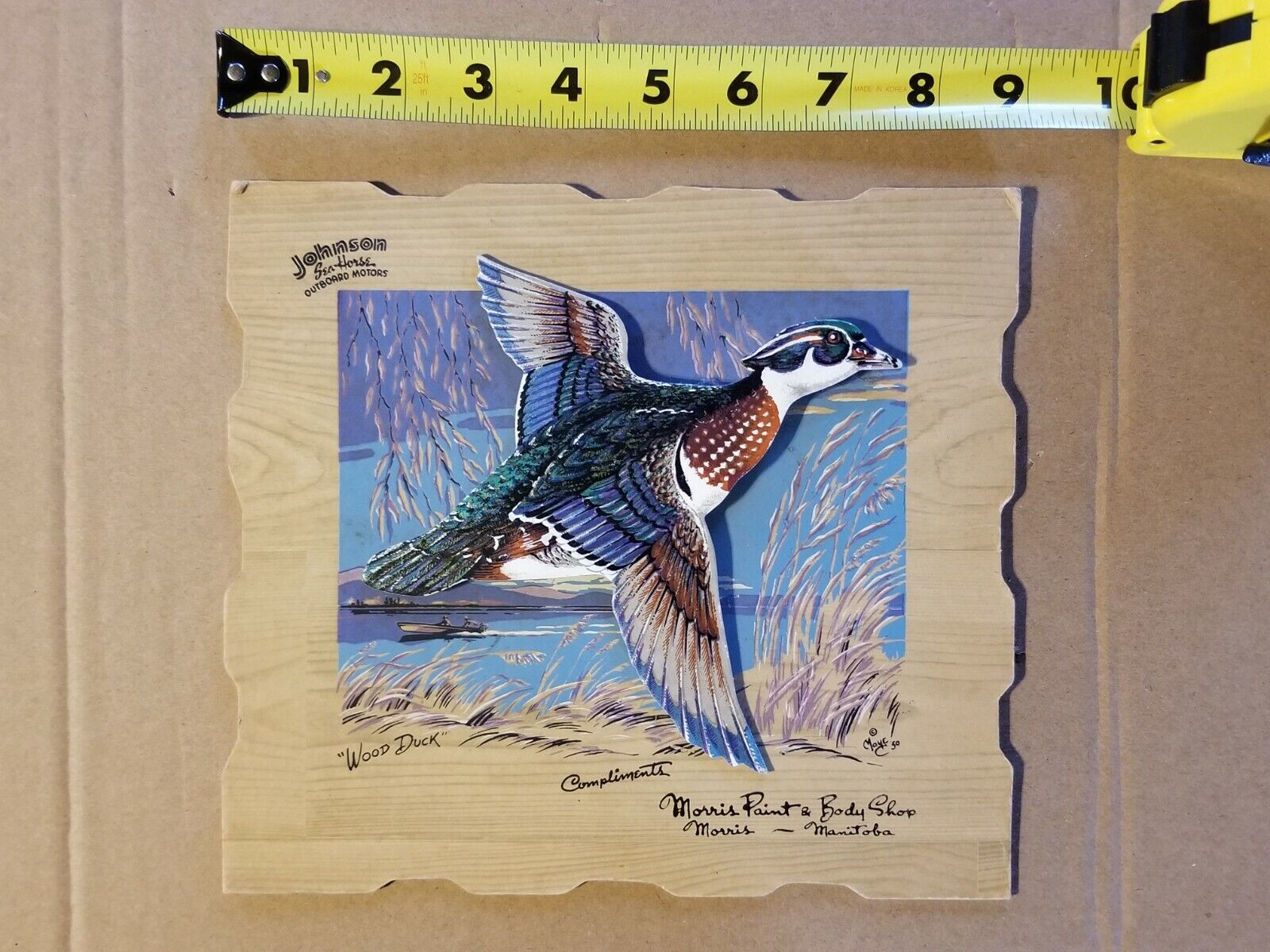 Vtg 1950s OMC Johnson Sea Horse Wood Duck Calendar Advertising Art BEAUTIFUL