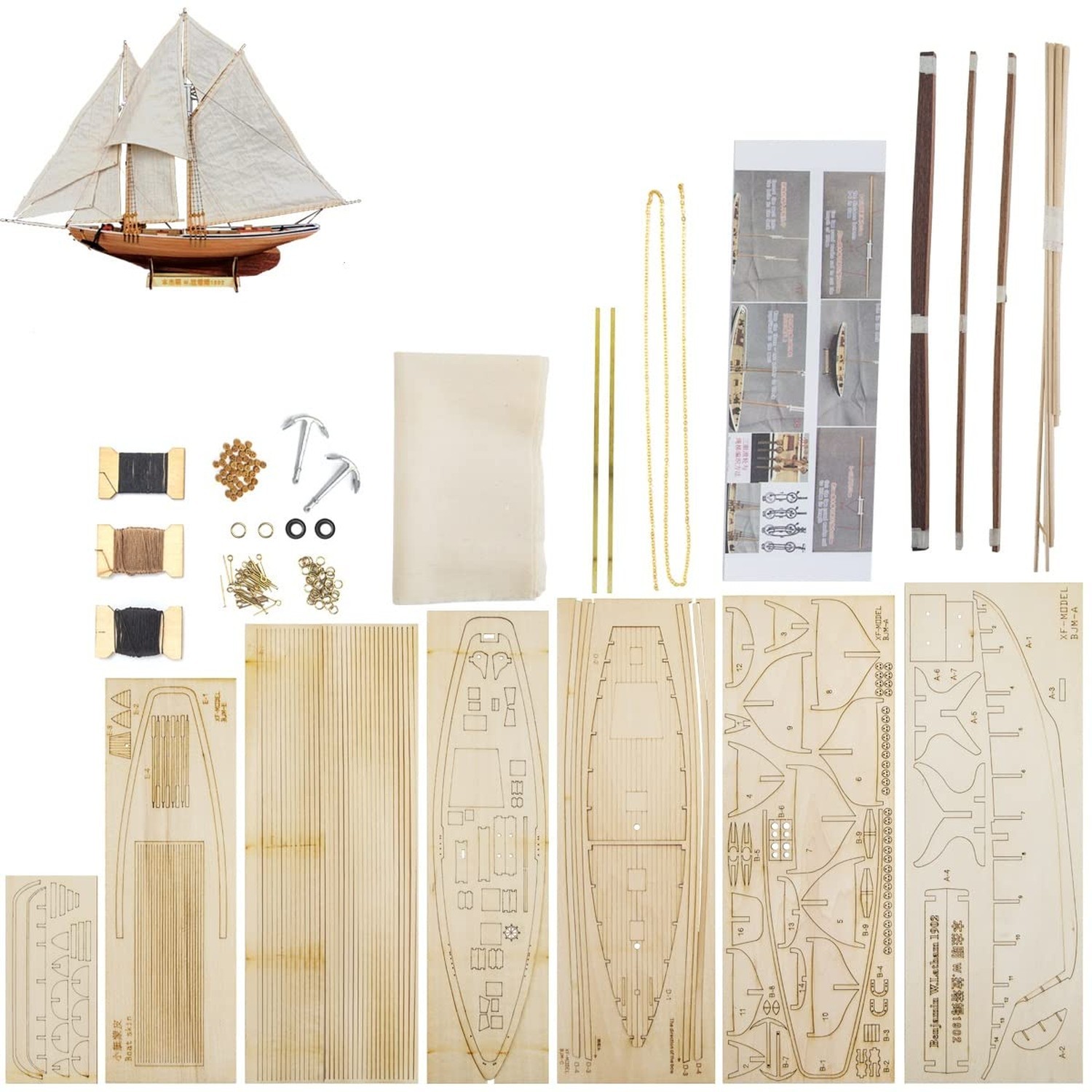 GAWEGM Wooden Ship Model Kit for Adults - 1902 Benjamin W.Latham Scale 1/87, ...