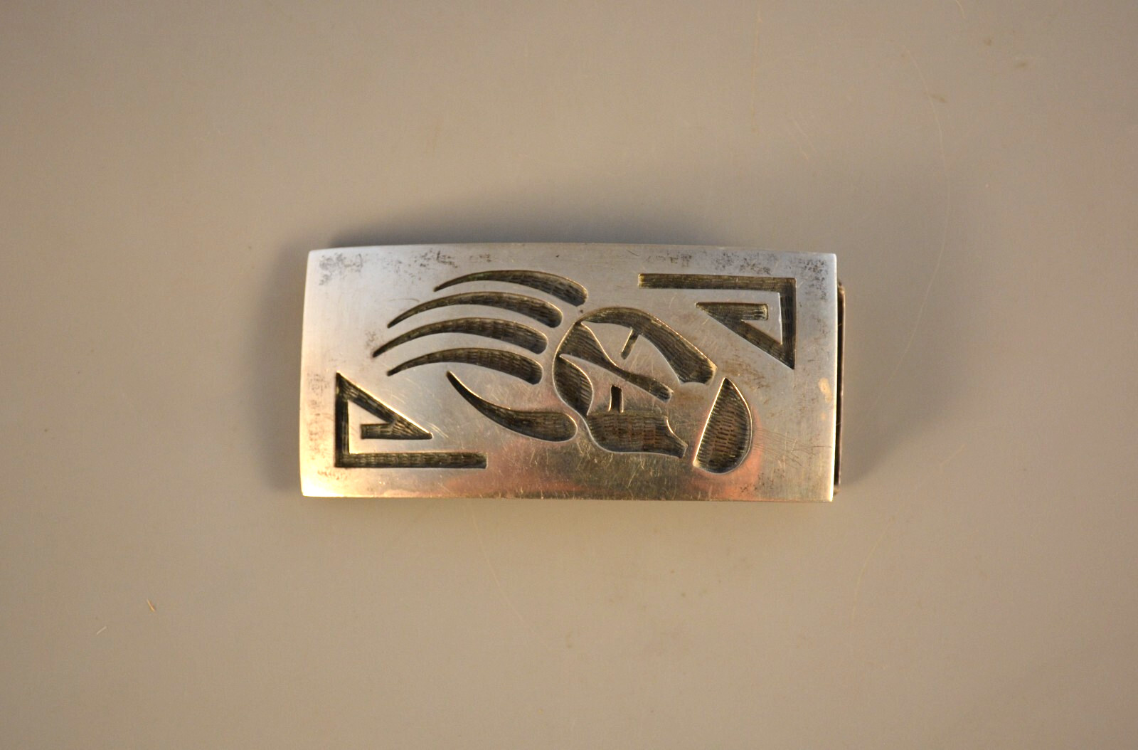 Vintage  Hopi Silver Belt Buckle - Badger Paw - Daniel Phillips - Hopi Crafts
