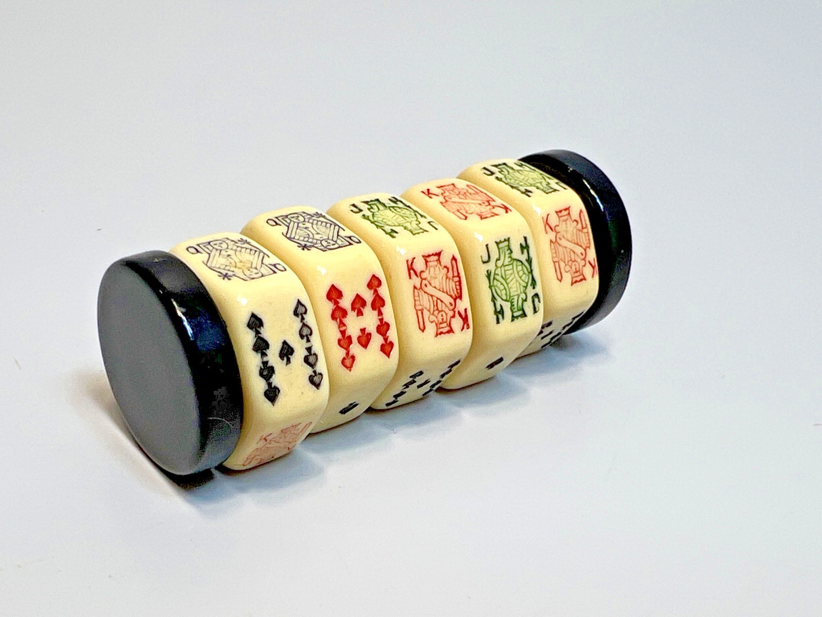 1920's Bakelite Poker Dice Roller Spinner Spinning 5 Card Game Gambling Tool
