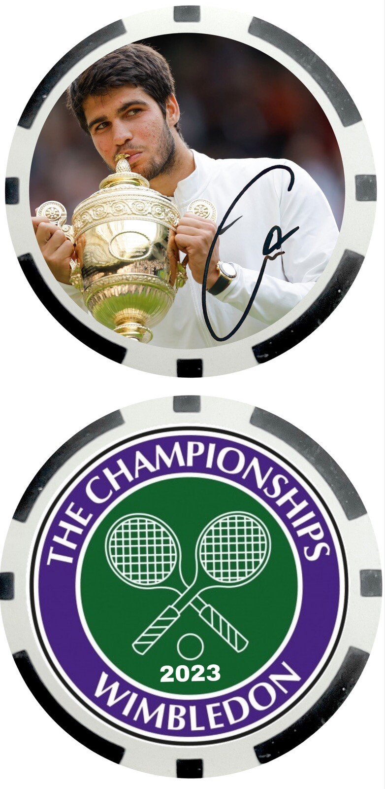 Carlos Alcaraz - 2023 WIMBLEDON CHAMPION - NOVELTY POKER CHIP *SIGNED*