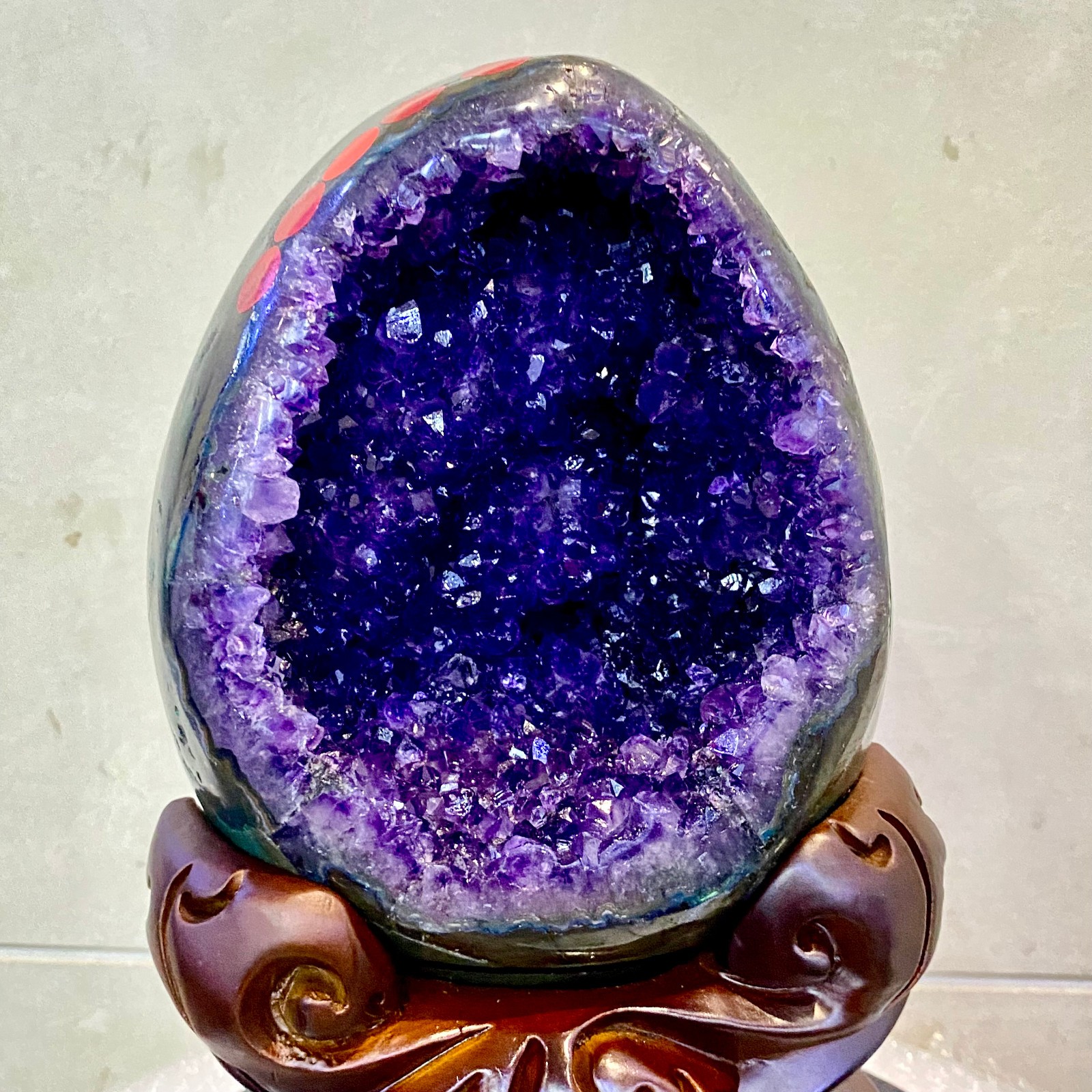 8.4LB  natural rare amethyst Dinosaur egg Quartz Crystal specimen healing+stand