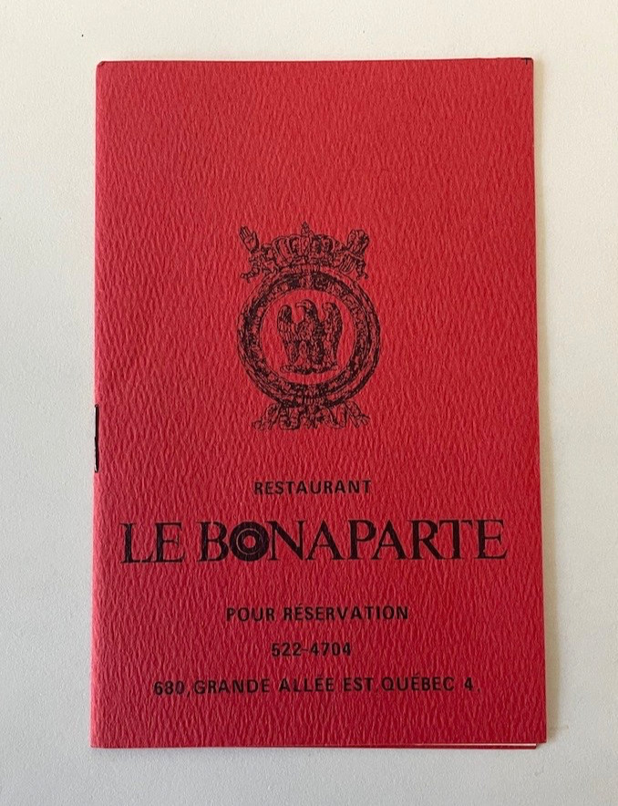 VTG 1960s Restaurant Le Bonaparte Menu Quebec City Canada Ephemera 680 Grand Ale