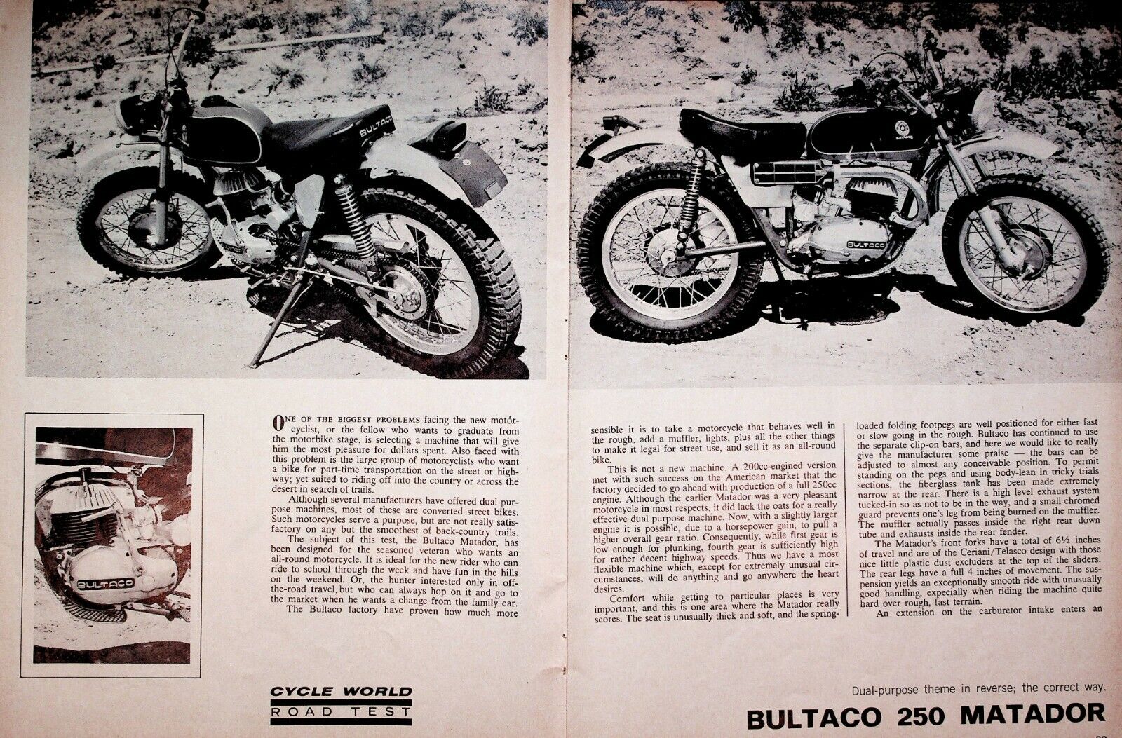 1966 Bultaco 250 Matador - 3-Page Vintage Motorcycle Road Test Article