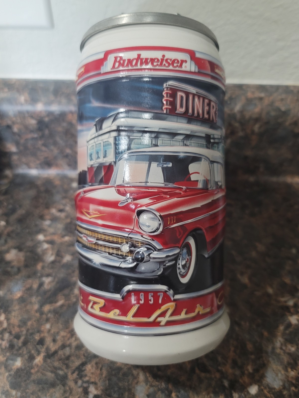 VINTAGE 1957 CHEVROLET BEL AIR LIDDED BEER STEIN-MODEL CS 304