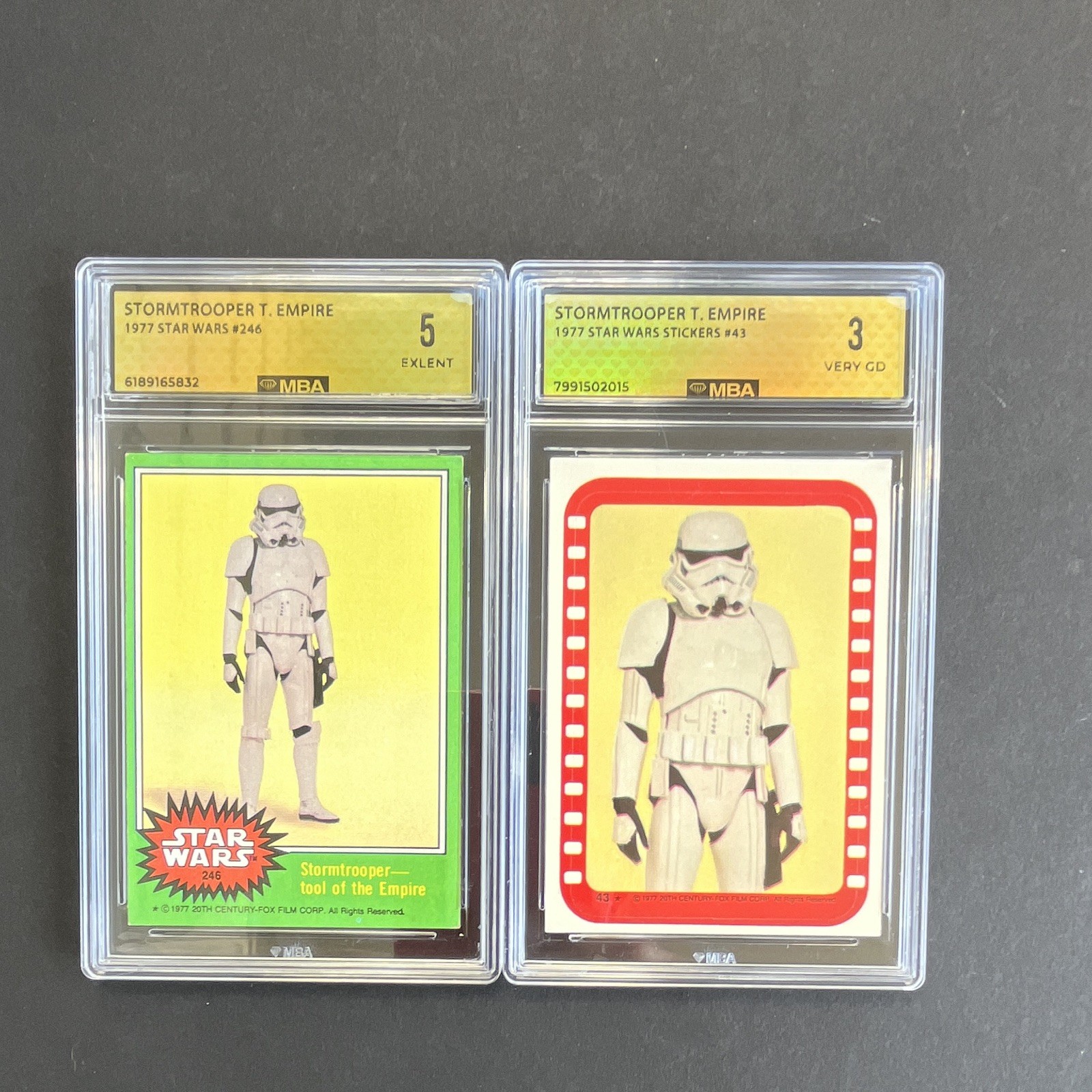 1977 Topps Star Wars Non-Sport Trading Card Lot of 2 Stormtrooper #246 #43