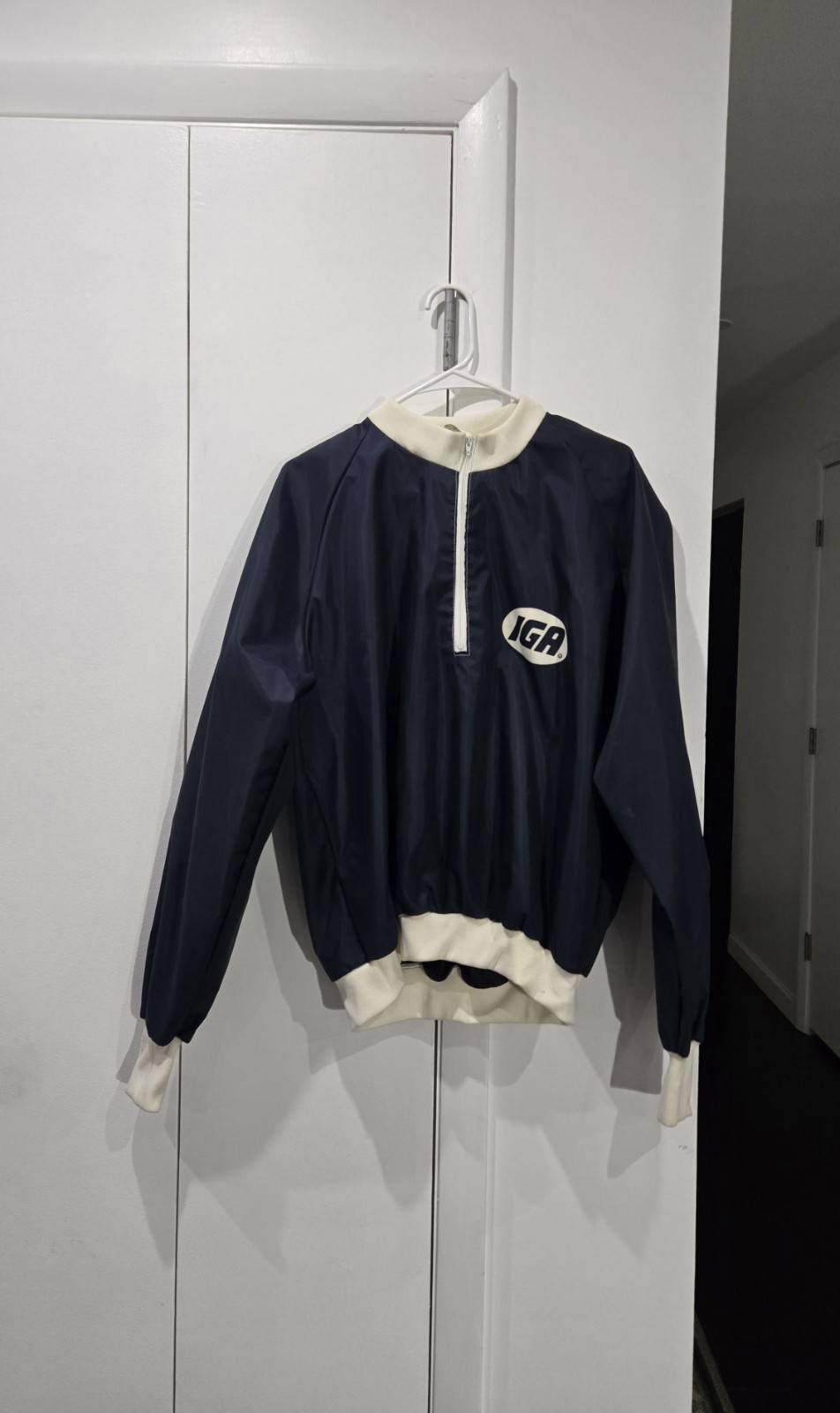 Vintage IGA Grocery Store Pullover Jacket Navy Windbreaker Lightweight 1970's