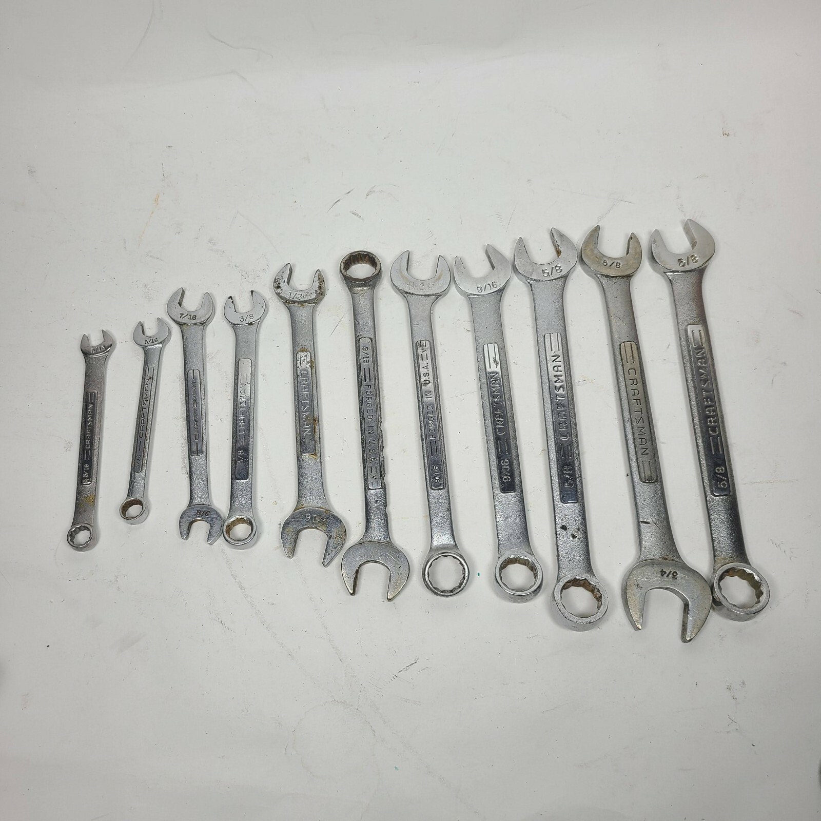 Vtg CRAFTSMAN SAE COMBINATION and OPEN WRENCH Lot 12-POINT- FORGED IN USA