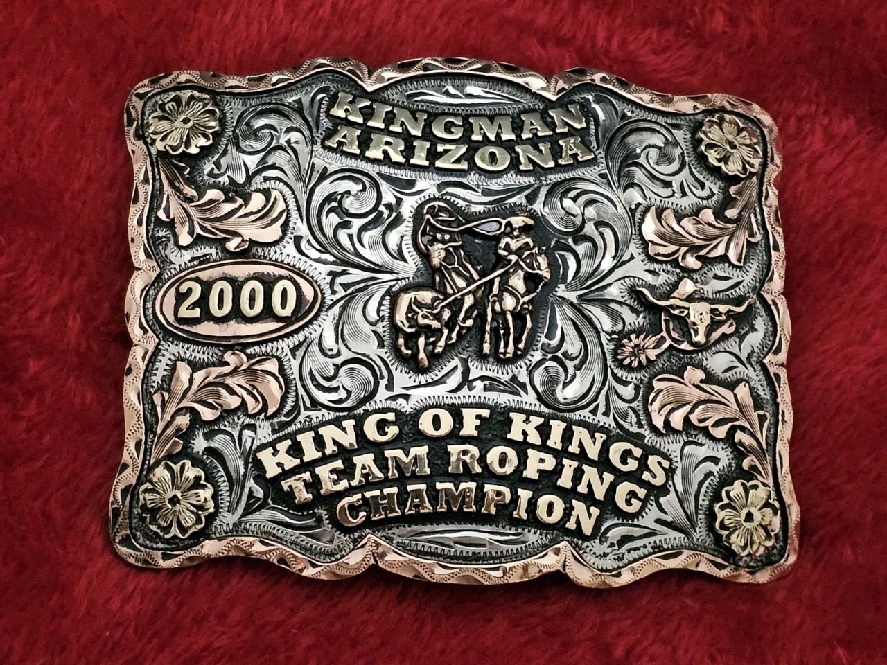Team Roping X~Treme☆2000☆RODEO CHAMPION☆Kingman Arizona☆TROPHY BUCKLE☆Rare☆336