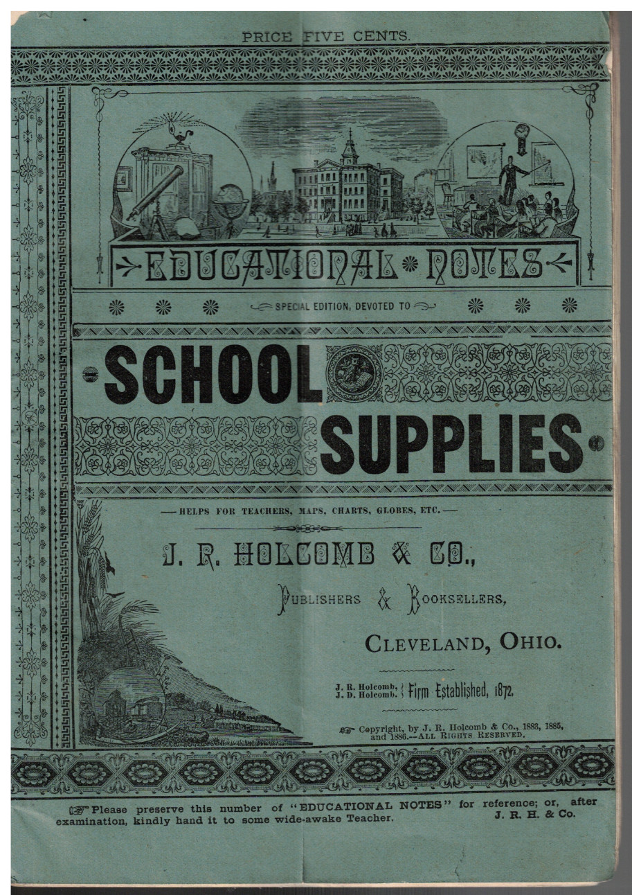 VTG 1886 SCHOOL SUPPLIES CATALOG CLEVELAND, OH MAPS/CHARTS/GLOBES/PENS/BOOKS++