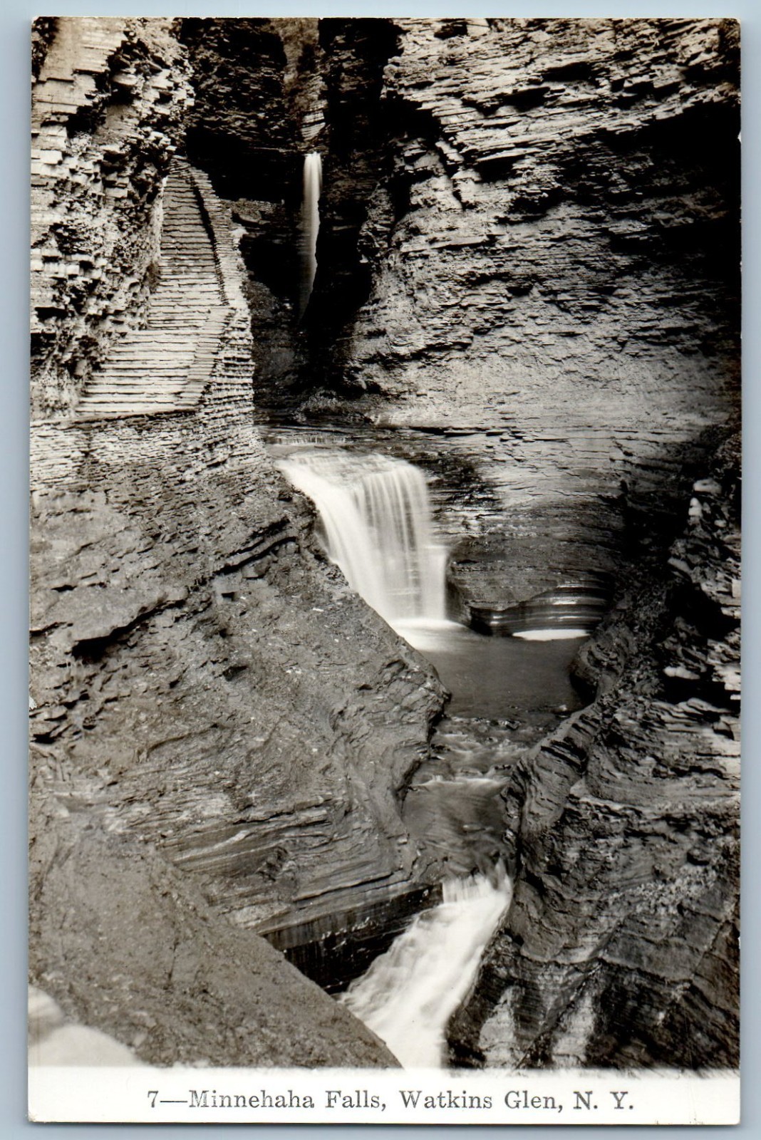 c1940's Minnehaha Falls Watkins Glen New York NY Phelps RPPC Photo Postcard