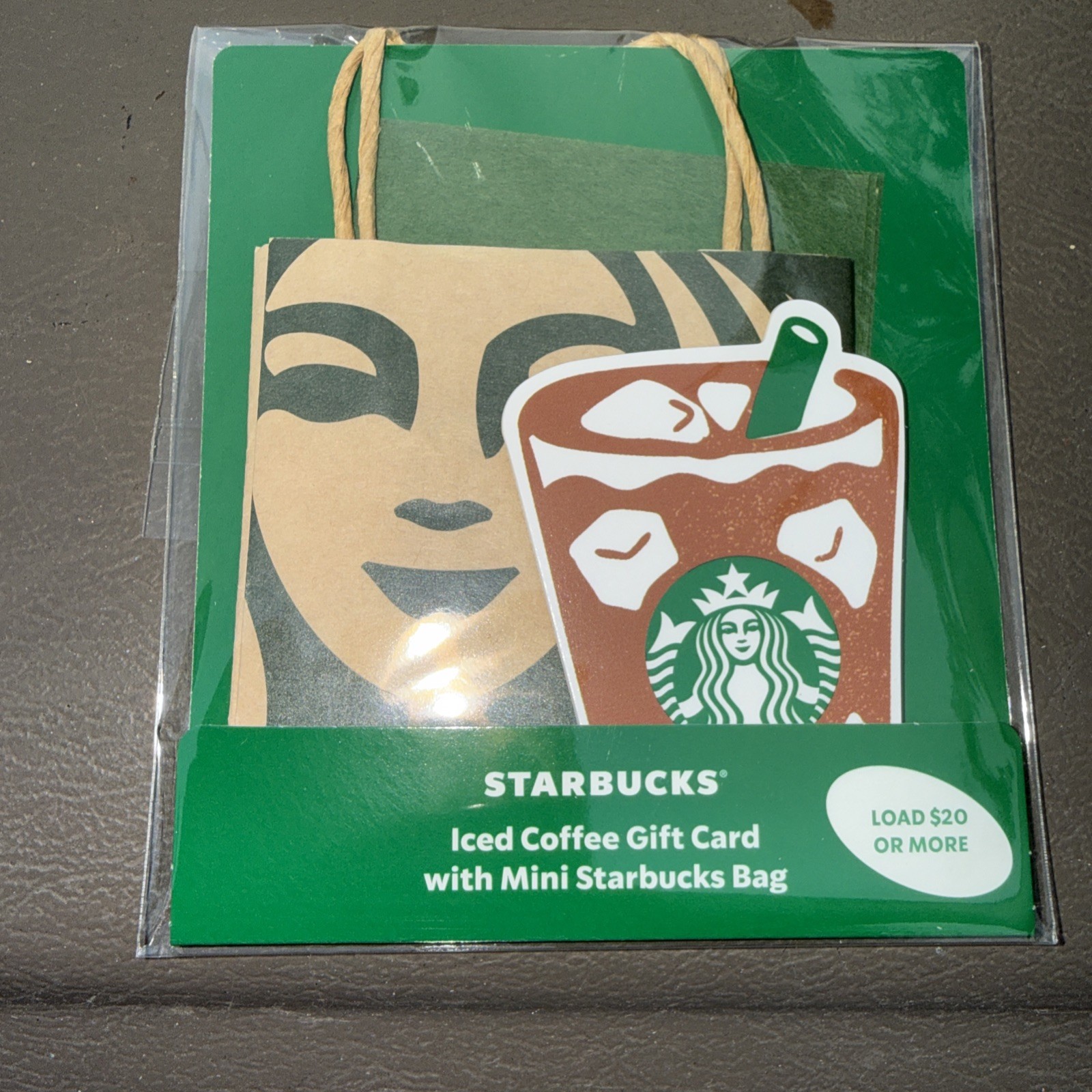 2026 Starbucks Cards ICED COFFEE die cut cup with bag card #6350