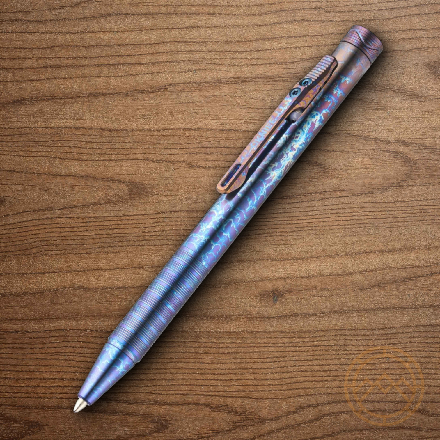 Oknife-Brand B1 EDC Pen Lightning-Bolt Pattern Titanium OLight's ORefill Fidget