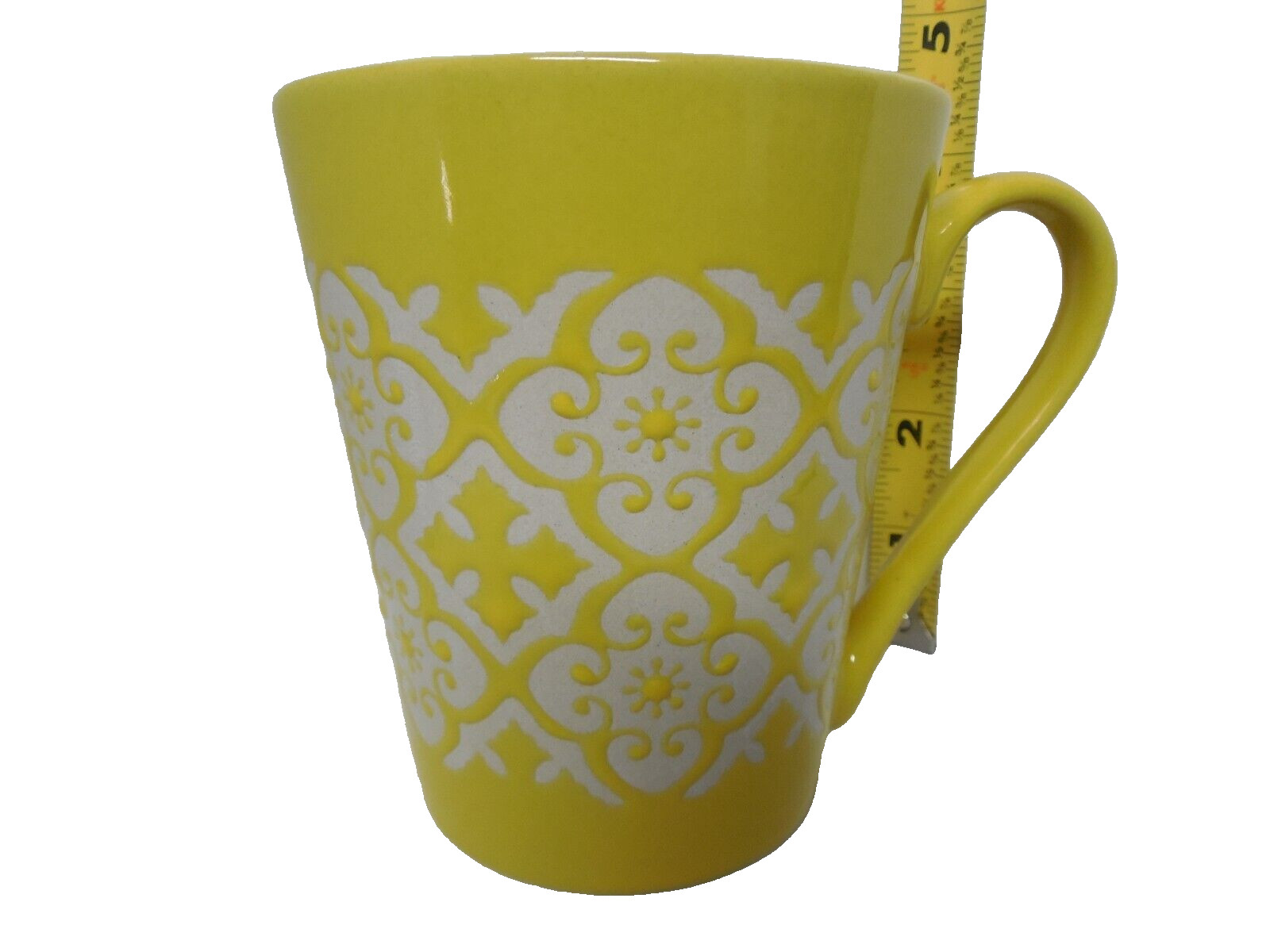 Gibson Home Coffee Mug  Embossed Lace Ceramic 12 oz