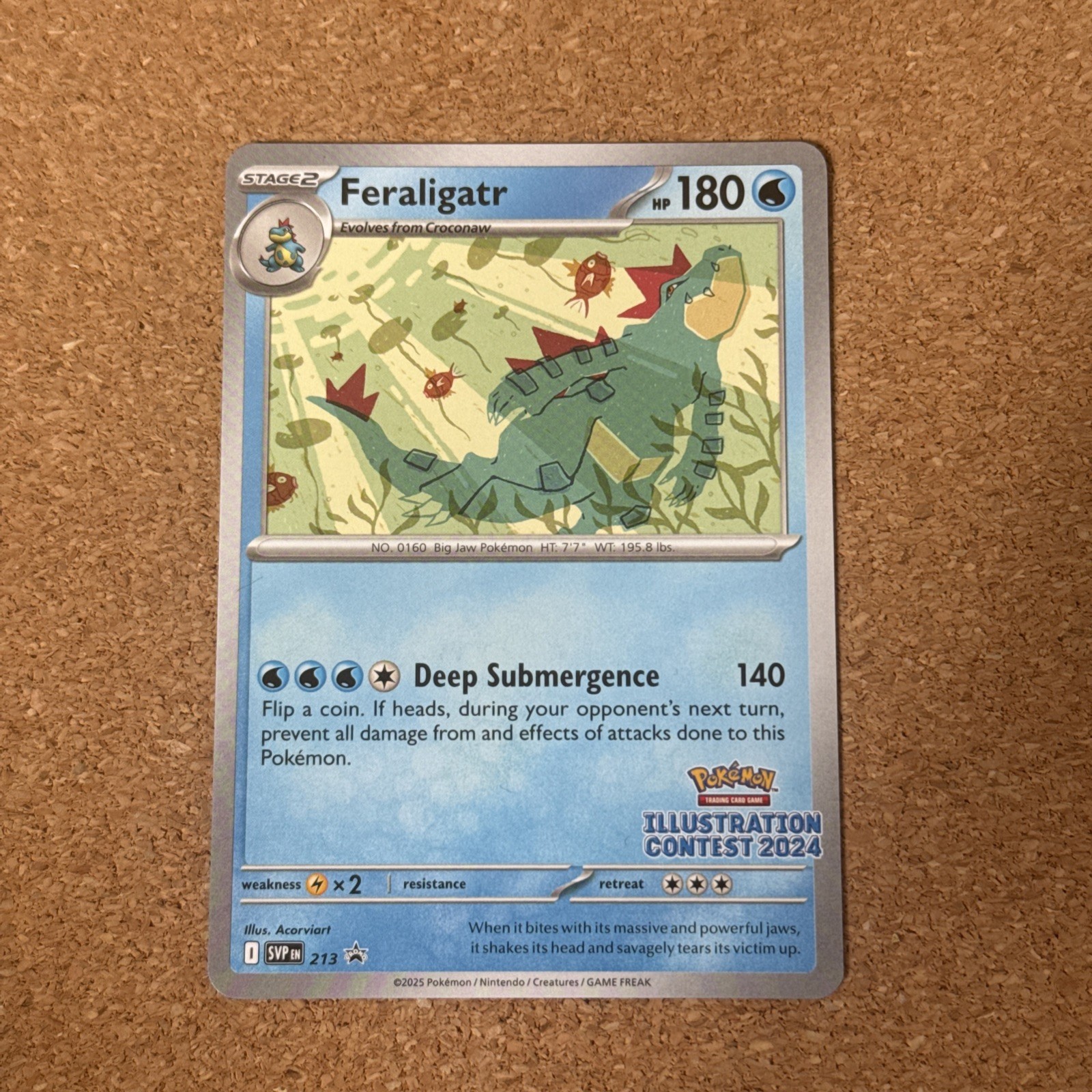 Pokemon Feraligatr SVP213 Black Star Promo Illustration Contest Near Mint