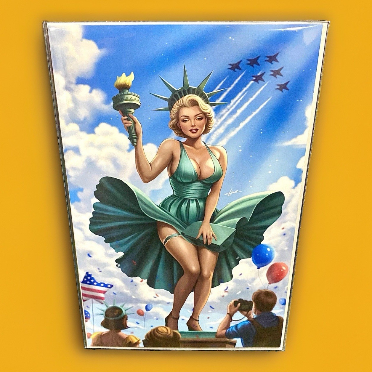 Marilyn Monroe Statue of Liberty Patriotic Team USA America Pinup Girl United US