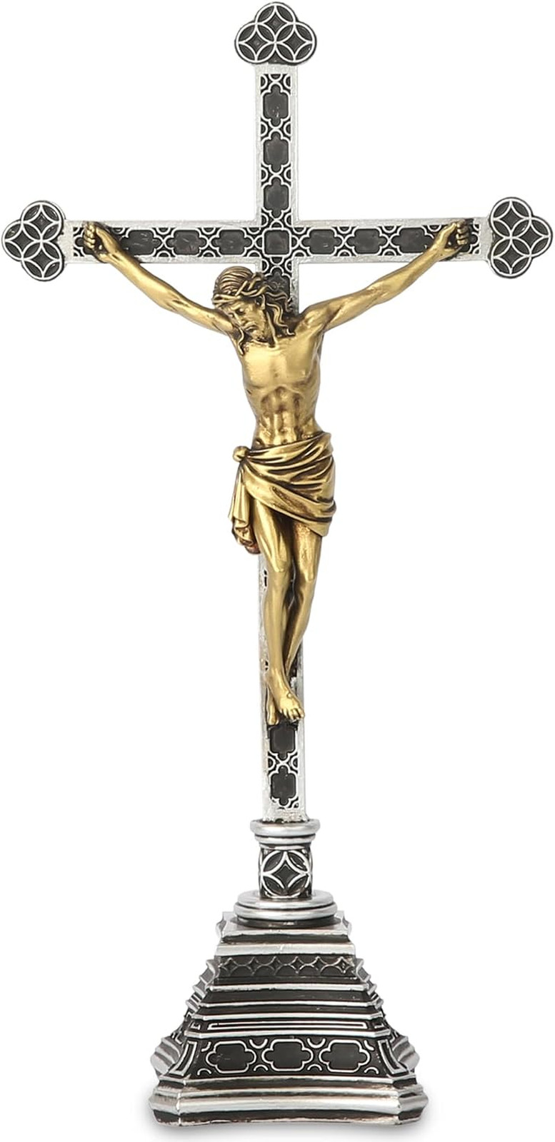 Standing Crucifix - Table Crucifix with Stand Catholic Home Altar Decor, Hand Pa