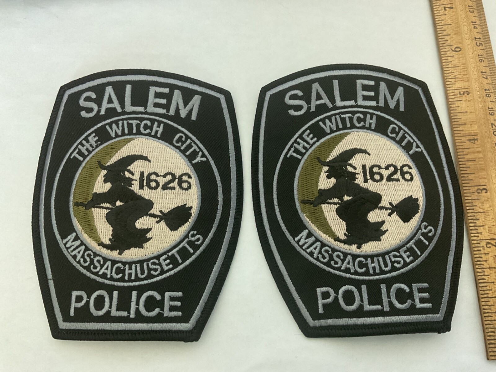 Salem MA. Police Subdued Patch collectable Set 2 pieces full size and new