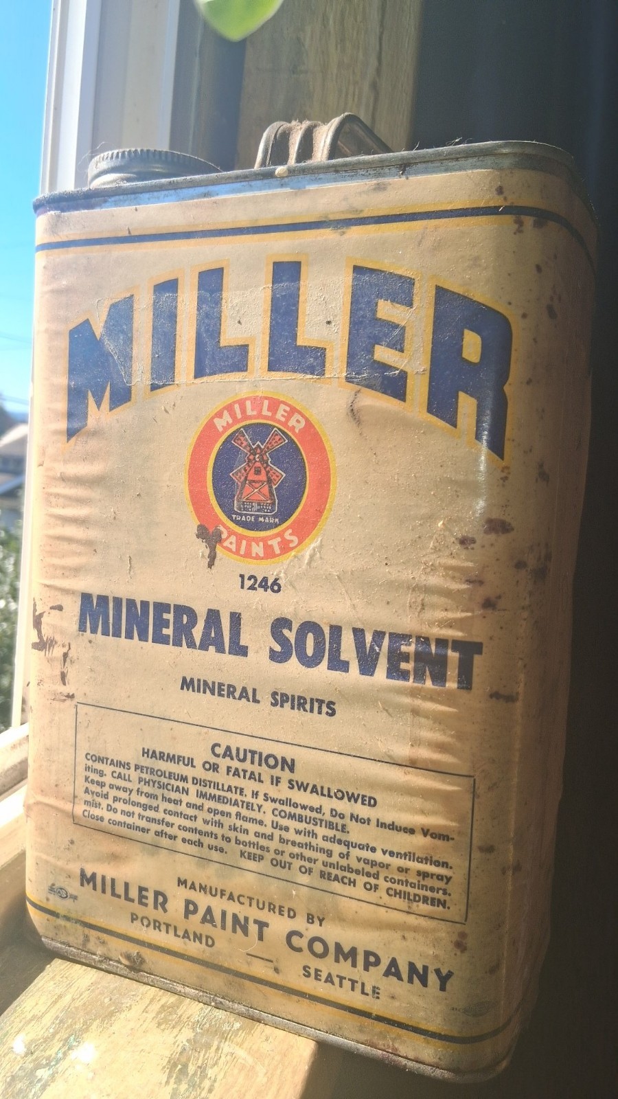 Vintage Miller Paint Co Portland Seattle Mineral Solvent Can #1246