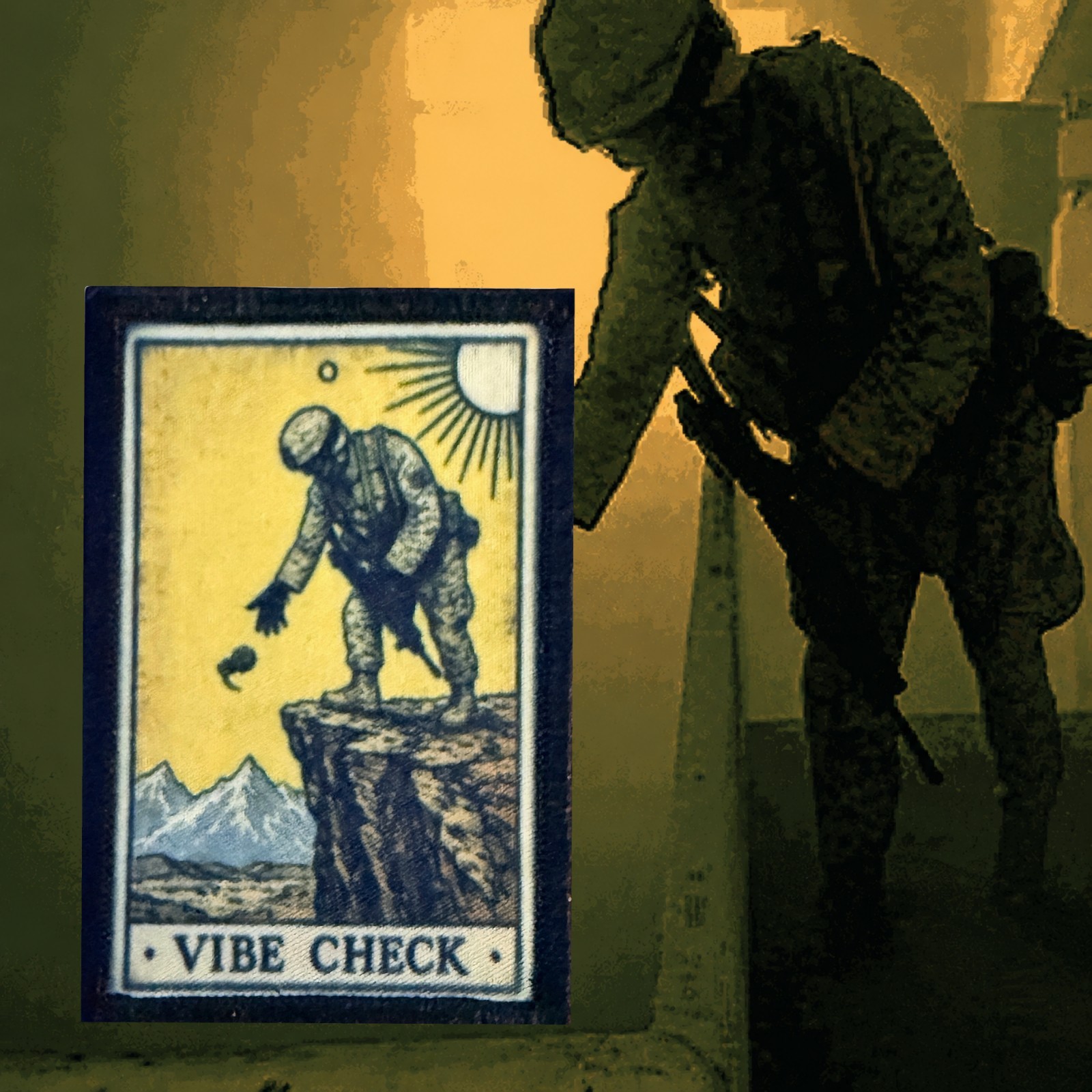 Vibe Check Tarot Card Morale Patch | Dark Humor Military Meme2x3 Hook Loop