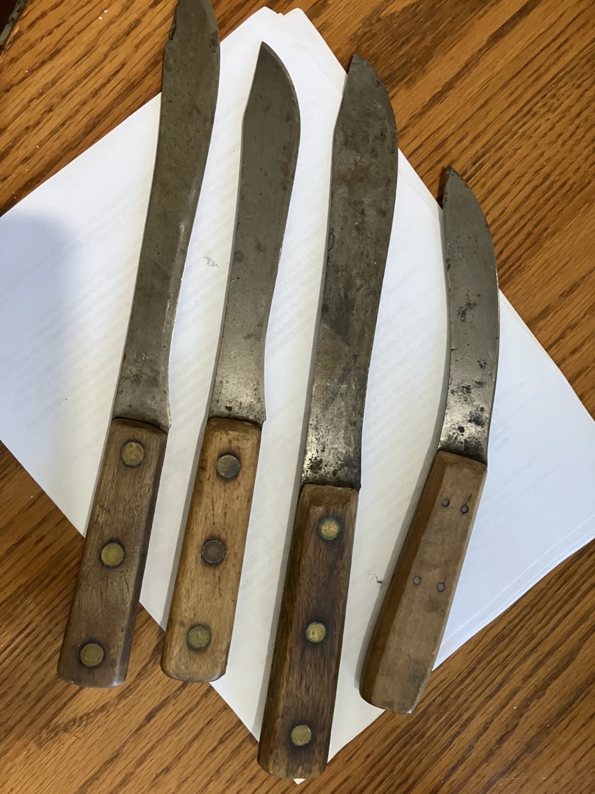 4 vintage butcher knives lot