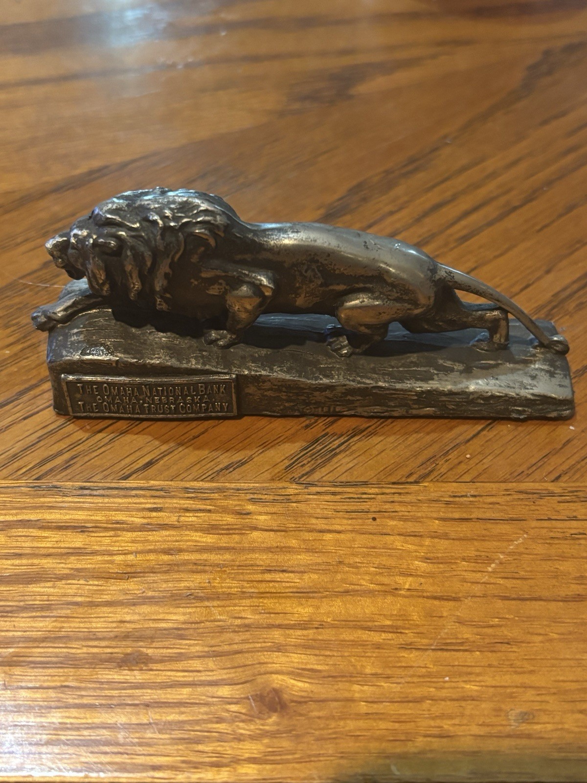 Antique 1920s Cast Bronze Lion Omaha Nebraska National Bank Paperweight