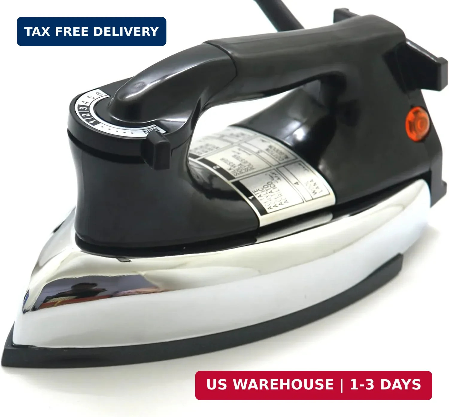 Dry Iron, No Steam No Holes, 9 Ft Cord, Non-Stick Soleplate, Overheat Safety Pro