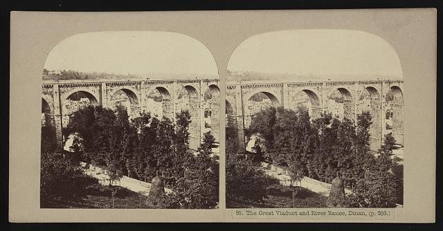Photo:Dinan France 1850s Great Viaduct River Rance Bridge Stereoview