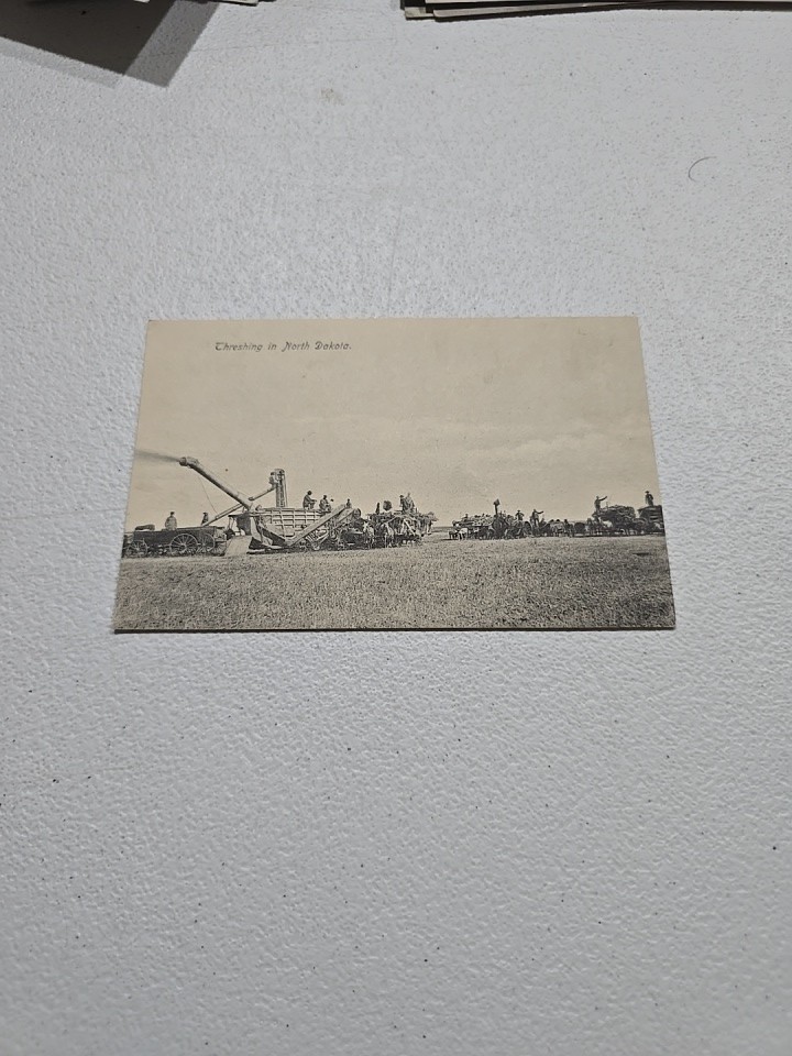 Threshing Scene Near Bismarck, North Dakota Rppc Threshing Scene Near Bismarck, North Dakota Rppc