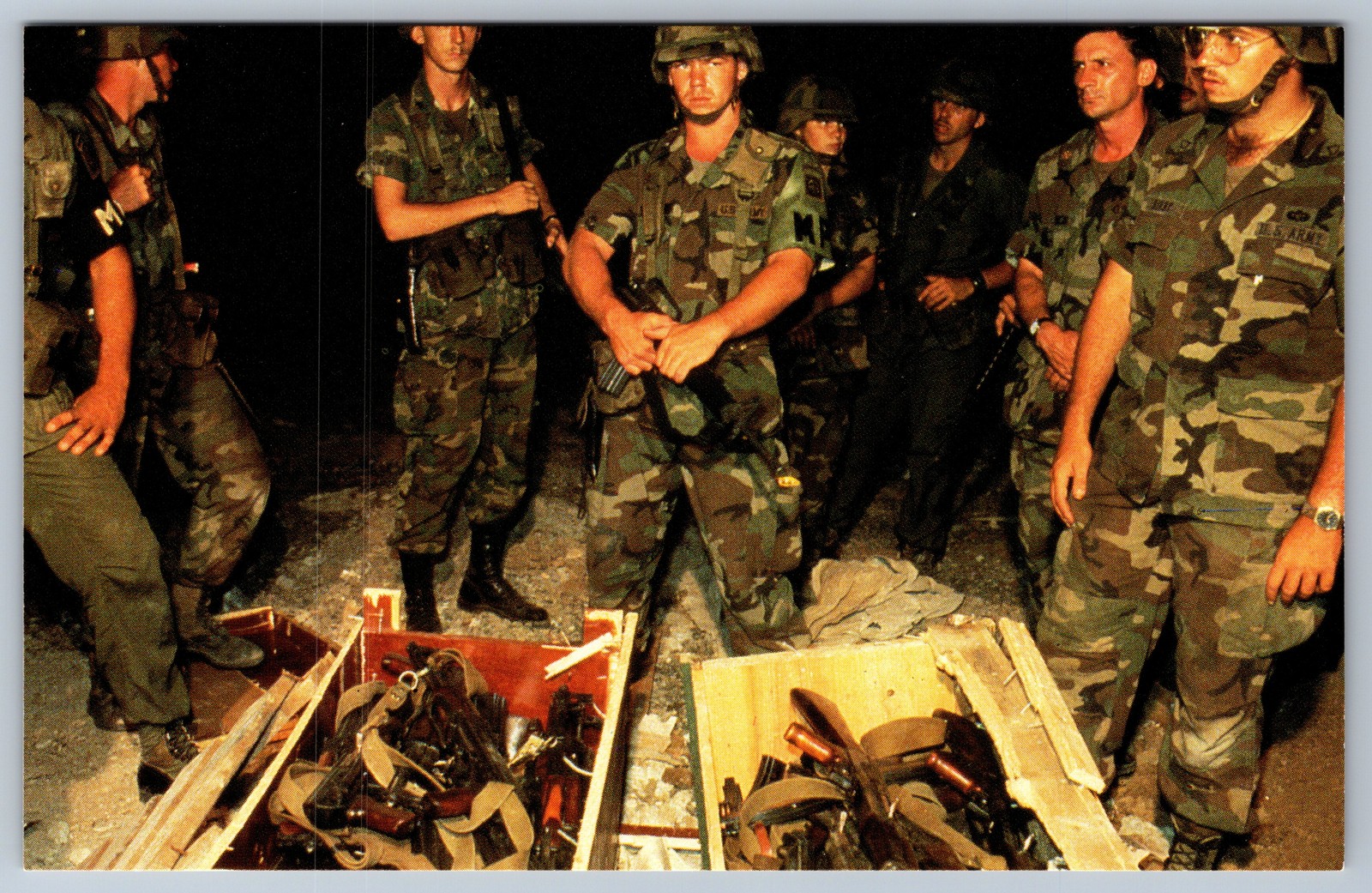 Grenada Invasion 1983 US Army Seized Weapons Cache Postcard Coral-Lee Military