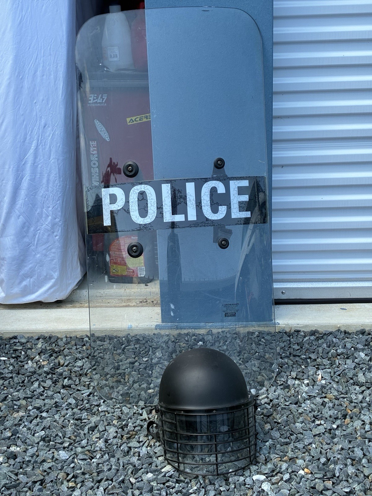police law enforcement riot shield vintage obsolete polycarbonate With Helmet