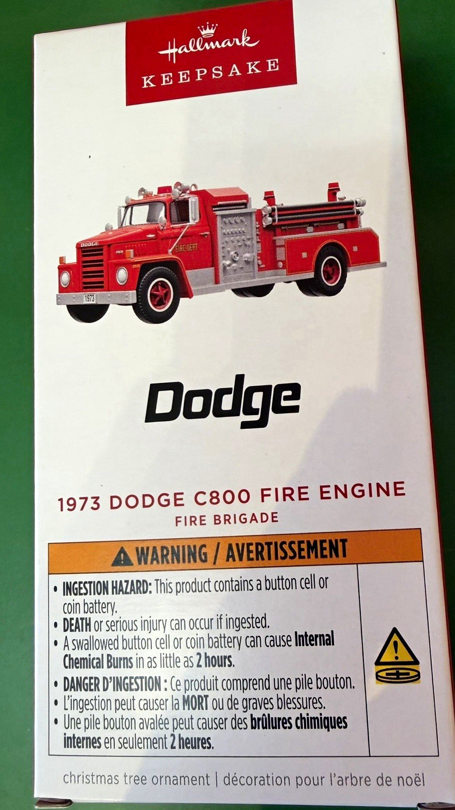 Hallmark Keepsake Magic Light 1973 Dodge C800 Fire Engine Ornament 2026