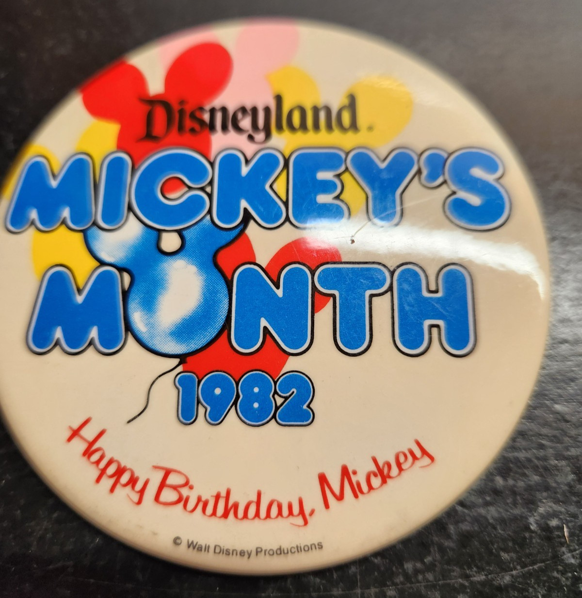 Vintage Walt Disney Productions 1982 Disneyland Mickey's Month Birthday Button