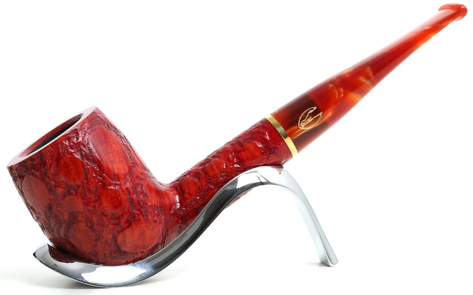 Savinelli Red Alligator Pipe Model 128 (Billiard Straight) | Red Mouthpiece