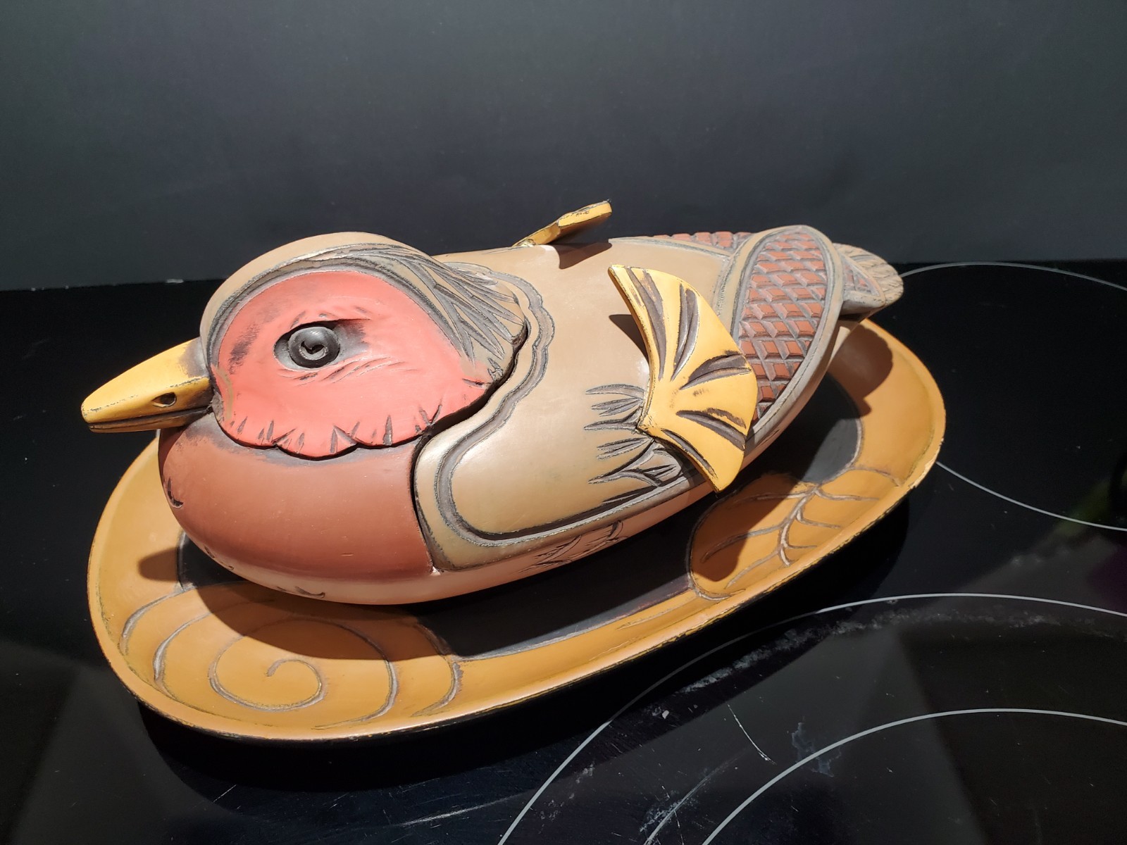 Vintage Japanese Lacquerware Covered Mandarin Duck