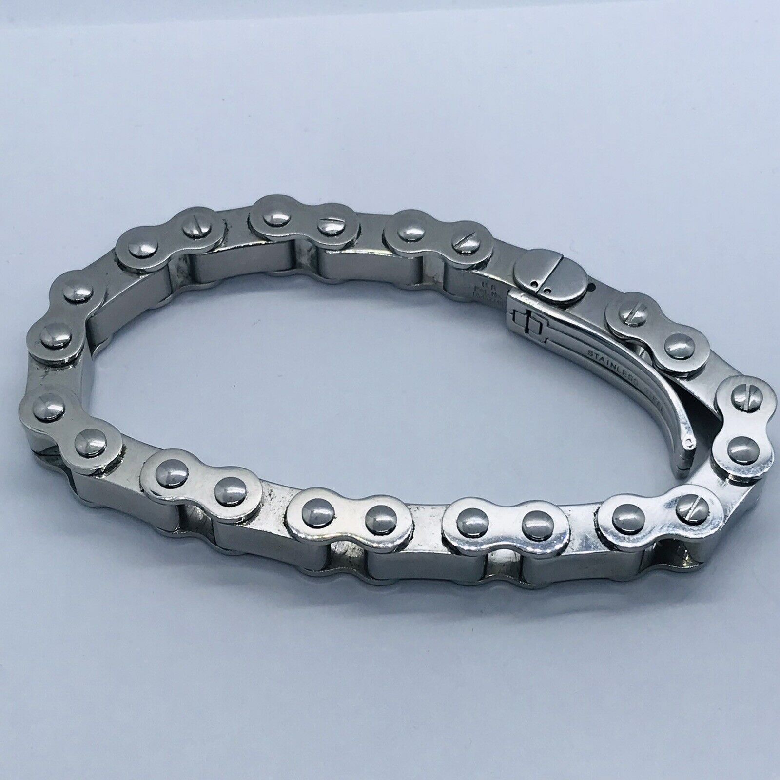 MENS LARGE HEAVY ICELINK DESIGNER BRACELET BICYCLE CHAIN STYLE 9” MANLY