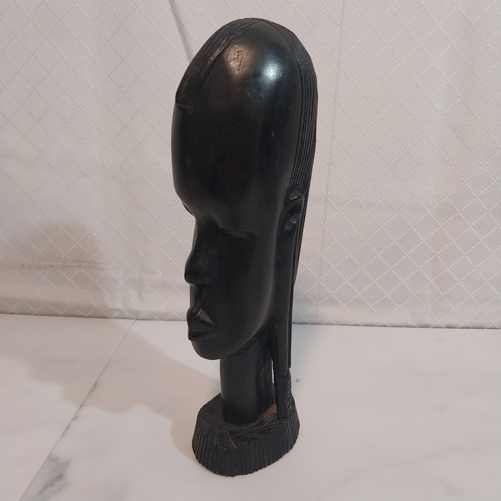 Handcarved Ebony wood east African Makonde sculpture bust