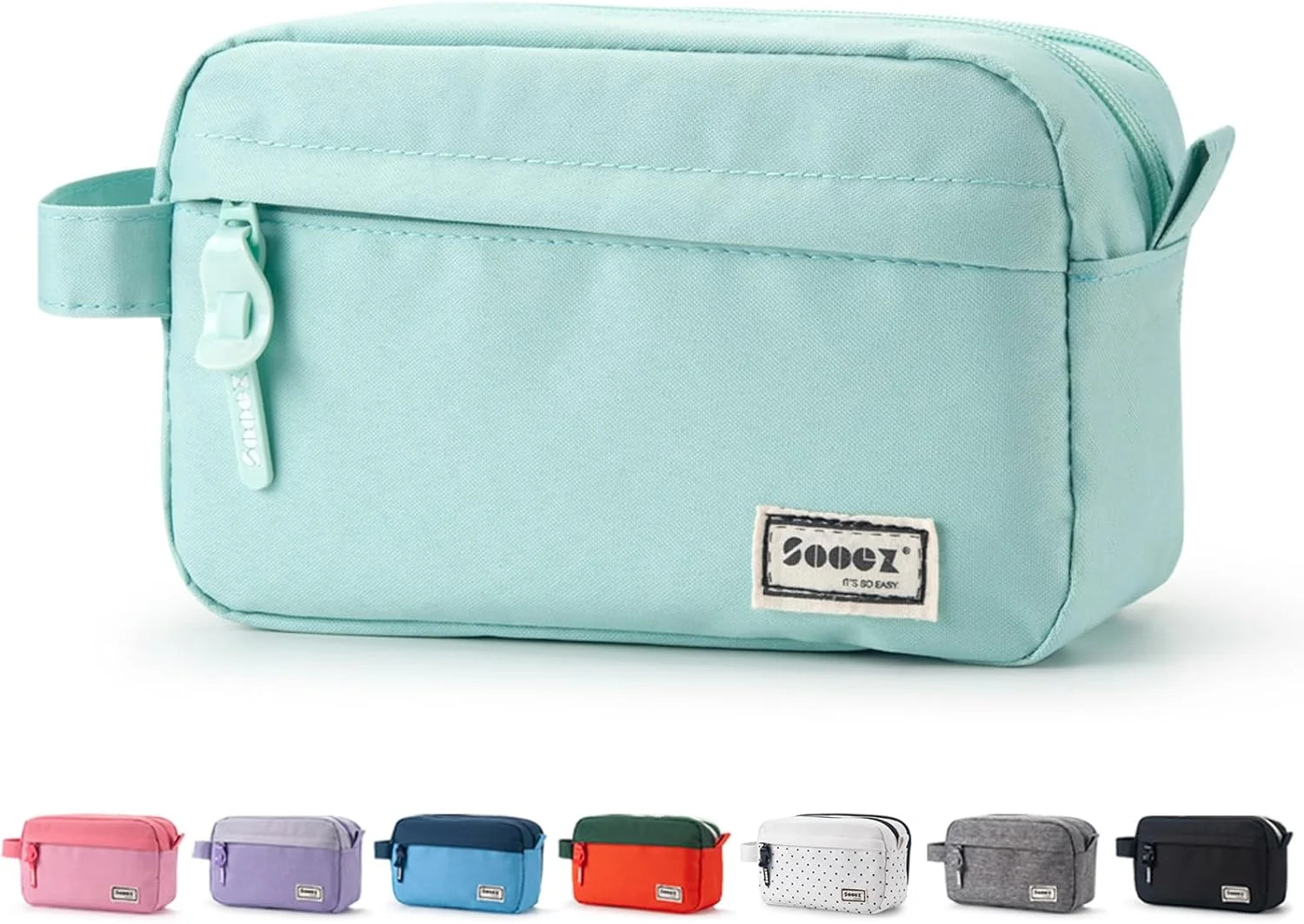 Mint Green, Big Pencil Bag Pouch Box Organizer Pen Case, Portable Journaling Sup