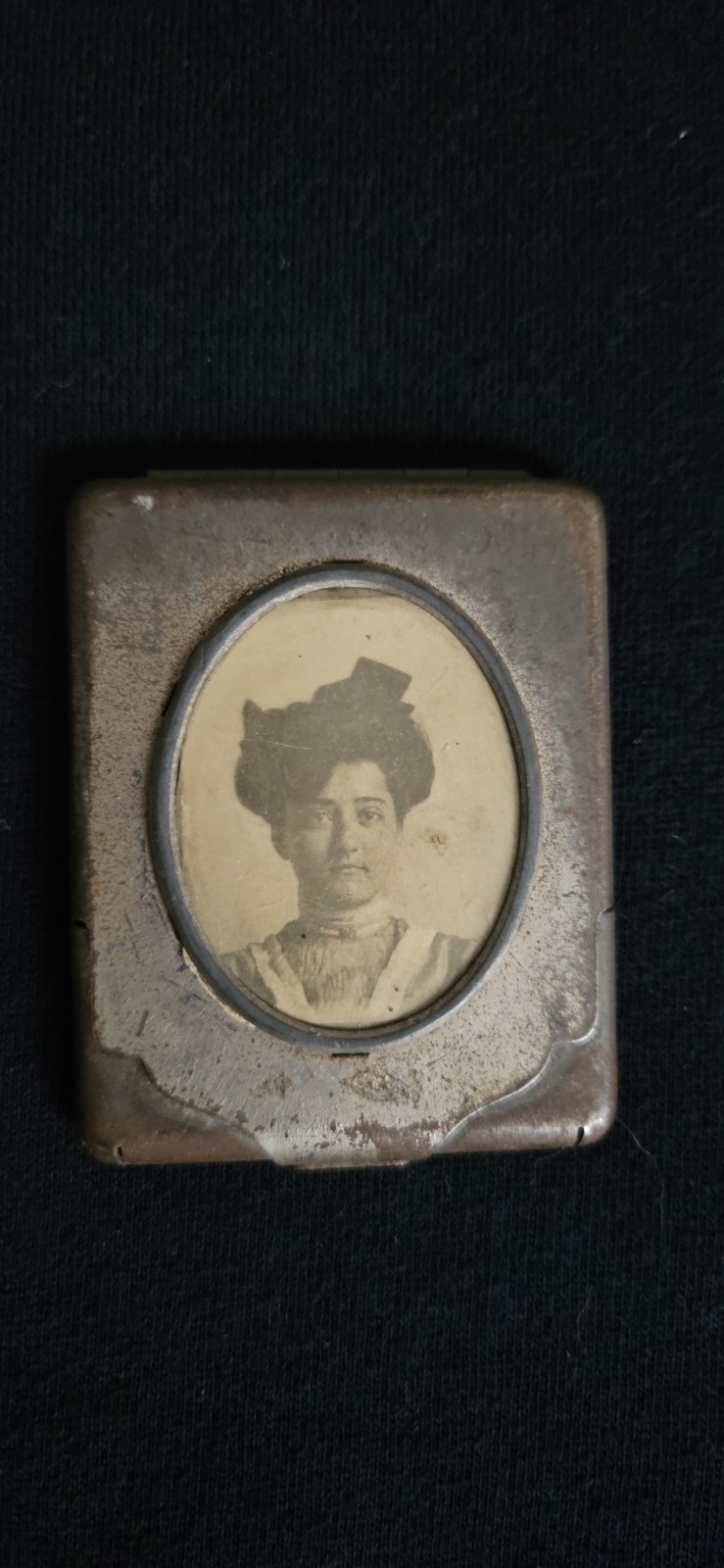 Antique Victorian  Match  Safe Case with Photo