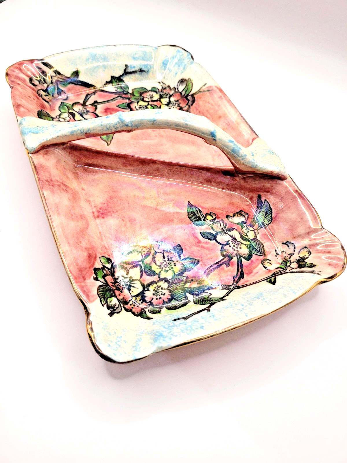LUSTREWARE : VINTAGE 1930-1950s ARTHUR WOOD SECTIONED SIDE SERVING TRAY